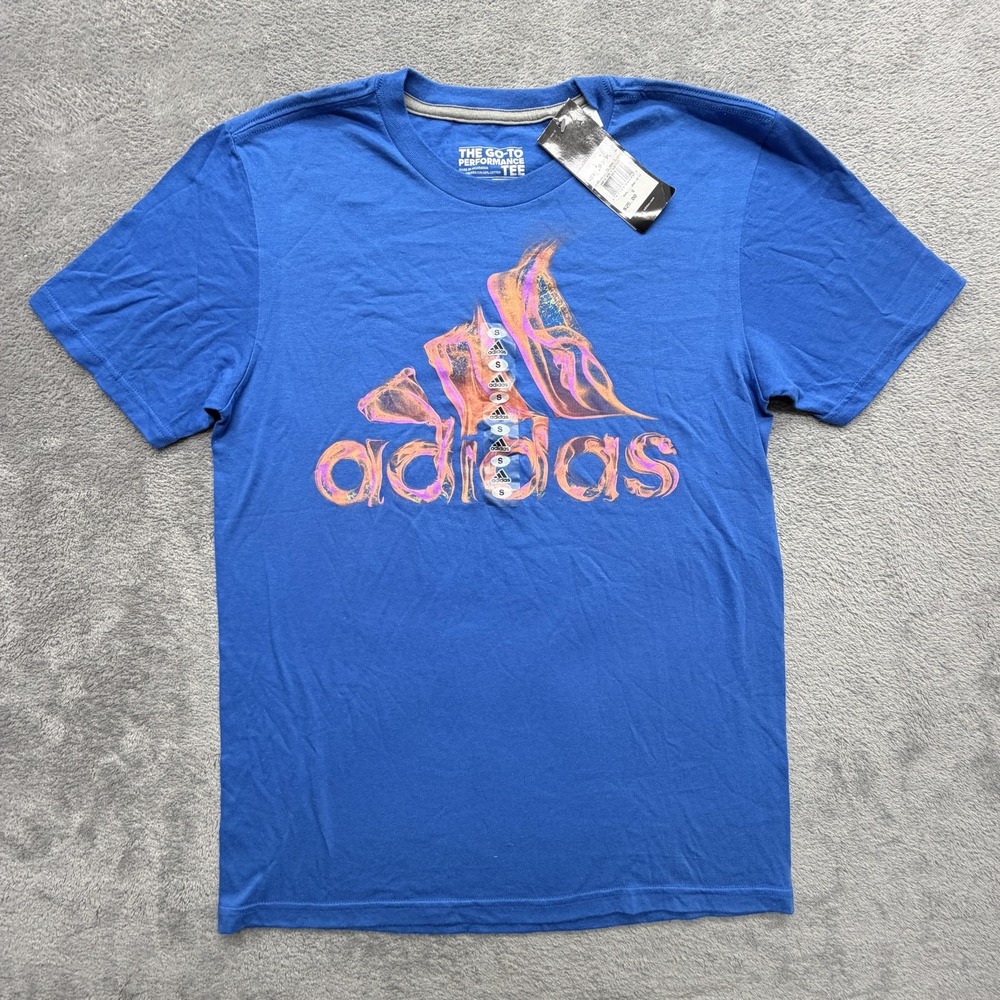 Adidas Shirt Mens S Blue Graphic Tee Tagless